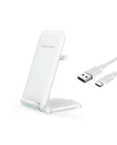 Vertical Folding 3-in-1 Wireless Charger for Mobile Phone Headphones Watch Charging Bracket 15w