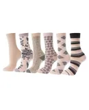 Mio Marino Women's Dress Crew Socks 6 Pack-Rosette-9-11