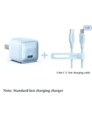 Anker mobile phone fast charging wall charger Apple 15 set blue + 1.8m C-C fast charging cable