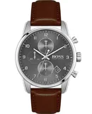 Reloj Hugo Boss Hombre | Coleccion Skymaster | Modelo 1513787 | Caja Redonda | Ø 44mm Acero inoxidable | Cierre Hebilla | Movimiento Cuarzo | Dial Gris | Cristal Mineral | Correa Cuero Marrón | 50m / 5 ATM | Línea Casual