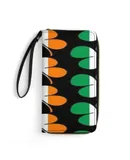 Ireland Flag Shamrock Irish Four Leaf Clover Wallet for Womens PU Leather Zip Around Wallers Clutch Wristlet Travel Long Purse