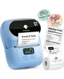 Phomemo Label Printer - M110 Thermal Label Printer, Upgraded Bluetooth Portable Label Maker for Product, Address, Small Business, Sticker, Home, DIY for Phone/Tablet/PC/Mac, with 100 Labels,blue