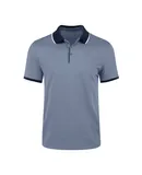 Mio Marino Men's Classic-Fit Cotton-Blend Pique Polo Shirt with Contrast Collar-Denim Blue-2XL