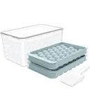 Round ice cube Tray with lid and trash can Ice hockey making mold with container Mini round ice cube tray Making 66 x 0.8 inches (about 167.6 x 2.0 cm) spherical cold Cocktail Whiskey tea Coffee 2 trays 1 ice bucket and spoon
