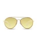 Velvet Eyewear Womens Aviator Sunglass Style Jesse in Gold wiht a Yellow Lens - 100% UV Protection - Designed for Women - Designed in the USA