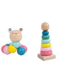 Melissa & Doug Rainbow Stacker Wooden Ring Educational Toy - Wooden Rainbow Stacking Rings Baby Toy, Stacker Toys For Infants And Toddlers-Stes 2(Macaron set+ caterpillar)