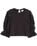 Cinq a Sept Women's Embroidered Cotton Paisley Carmine Sweater, Black