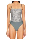 Cami Nyc Reina Metallic Bodysuit In Silver