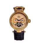 Heritor Automatic Ganzi Semi-Skeleton Leather-Band Watch - Gold/Silver