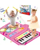 Toys for 1 year old baby: Baby Music Mat Toddler Toddler Toys 1-2 years old 2-in-1 Piano Drum Baby Play Mat Baby Music Toys 12-18 months baby birthday Valentine's Day gift for 1 2 3 year old boys and girls pink
