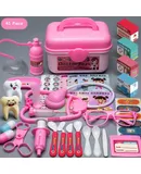 Children's doctor toy set tool medical box, pink medical tools 41-piece set + storage box without sound and light