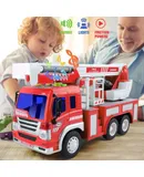 Fire Engine Toy ,Fire Truck Toy ,Inertial Cars ,Emergency Rescue Truck with Lights and Sounds，Educational Toy Gifts for 3 4 5 6 Years Old Boys & Girls(Hanger)
