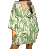 Surf Gypsy Leaf Printed Dress In Green