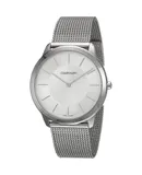 Reloj Calvin Klein Hombre | Coleccion Minimal | Modelo K3M21126 | Caja Redonda | Ø 40mm Acero inoxidable | Cierre Desplegable | Movimiento Cuarzo | Dial Plateado | Cristal Mineral | Correa Acero inoxidable Plateado | 30m / 3 ATM | Línea Clásico