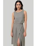 Overlap Midi Skirt in Dark Green