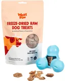 Dog Chew Toy and Puppy Training Treats Bundle, Zogoflex Tux Treat Dispensing Dog Chew Toy, Aqua, Small and Beef Heart Freeze-Dried Raw Dog Treats, Made in USA