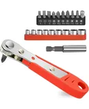 21pcs mini 36 teeth ratchet spanner set right angle Phillips magnetic screwdriver for tight spaces with 1/4 drive high torque offset reversible mini ratchet offset screwdriver for tight areas ratchet wrench+black batch head ad+9pc socket+split joiner 60mm