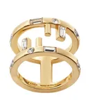 Fendi First Gold Finish Metal and White Crystal Small Fashion Ring