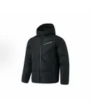 Li Ning sports jacket waterproof far infrared warm letters casual versatile winter hooded zipper short down jacket men's black-XL