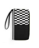 Stylish Black And White Check And Stripes Wallet for Womens PU Leather Zip Around Wallers Clutch Wristlet Travel Long Purse