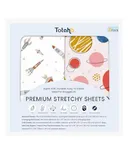 TotAha Premium Stretchy Space Crib Sheets (2-Pack)-Hypoallergenic, Silky Comfort, Buttery Soft, Calming Effect, All-Season Jersey-Knit Sheets, 9'' Extra Deep Pocket