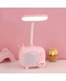 USB small desk lamp LED eye protection portable foldable charging and plugging dual-purpose night light-cute rabbit pearl pink