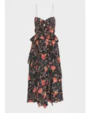 Ulla Johnson Women's Renata Dress, Obsidian, Floral, Black Ruffled Midi
