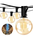 LED Outdoor String Lights for Patio 15M Bistro Lights with 25 Shatterproof G40 Globe Edison Bulbs, Waterproof Café Lights, Backyard Hanging Lights for Deck, Pergola, Porch, Garden, Gazebo
