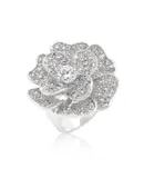 Large Flower Cubic Zirconia Cocktail Ring