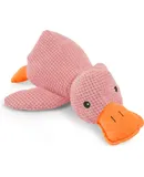 Outfany Calm Duck, The Mellow Dog Calming Duck Dog Toy, No Stuffing Cute Durable Fabric Duck with Soft Squeaker, Yellow Duck Dog Toy for Indoor Play (Pink)