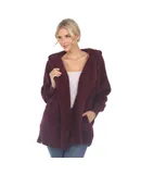 Women's Plush Hooded Cardigan with Pockets