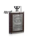 Flask flagon with Funnel Leather Stainless Steel Flask 8oz Leak proof Hip Flask for Liquor Whiskey Vodka Alcohol Gift for Men