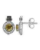1.00 Carat Genuine Citrine And 0.31 Ct..t.w Genuine Diamond Accents Sterling Silver Earrings