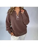 Varley Lismore Half Zip Sweater Top In Deep Taupe