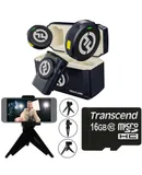 Hollyland LARK M2 DUO 2-Person Wireless Camera-Mount Microphone System - Universal Compatible (2.4 GHz, Shine Charcoal) + Vivitar compact Selfie Video Tripod + 16GB Transcend MicroSD Memory Card with Adapter