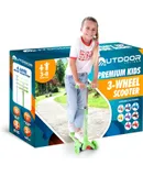 Outdoor Cruiser 3-Wheel Kids Scooter with LED Lighted Wheels, Lean-to-Steer, 4-Level Adjustable Handlebar, and 150 lbs Weight Support for Ages 3-8