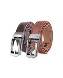 Mio Marino Men's Sleek Chic Leather Linxx 2 Pack Ratchet Belt-Tan & Brown-Adjustable from 48