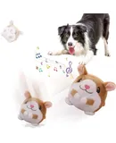 Active Moving Pet Plush Toy, New Squeaky Moving Dog Toy, Interactive Dog Ball Toys, Automatic Rolling Washable Chewable Plush Cover Bouncing Ball (Hamster)
