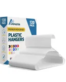 Plastic Clothes Hanger Set - 120 Pieces Versatile, Lightweight, Space-Saving, Non-Slip, Slim Designed, Dry and Wet Clothes Hanger Set - White