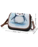 Cute Penguin Blue Vintage Crossbody Bag for Women Medium Leather Hobo Bags Shoulder Bag Classic City Leather Satchels