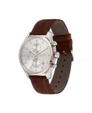 Reloj Hugo Boss Hombre | Coleccion Skymaster | Modelo 1513786 | Caja Redonda | Ø 44mm Acero inoxidable | Cierre Hebilla | Movimiento Cuarzo | Dial Plateado | Cristal Mineral | Correa Cuero Marrón | 50m / 5 ATM | Línea Casual