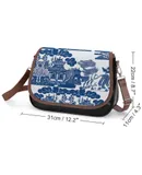 Blue Willow Chinoiserie Blue And White Porcelain Inspiration Vintage Crossbody Bag for Women Medium Leather Hobo Bags Shoulder Bag Classic City Leather Satchels