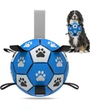 Extra Large Dog Toys Soccer Ball Durable Dog Balls for Extra Large Dogs with Straps, Outdoor Dog Toys, Dog Water Toy, Herding Ball (9 Inch)