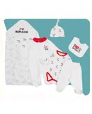 Newborn Baby Boy Girl Clothes Unisex Infant Romper Pants Set Hat Outfits 0-12 Months - Soft Cotton Footed Pajamas for Newborns & Infants - I love Mom
