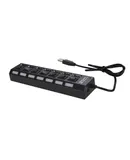 JDL-A7 HUB USB Hub 7 Port USB 2.0 Independent Switch Indicator High Speed Ultra Slim Splitter Hub with USB Cable for Desktop Notebook USB Mouse Scanner Digital Camera U Disk USB Keyboard and more