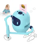 Smart Drawing Robot, Kids Robot Interactive Educational Drawing Robot, Montessori Learning Toy with Voice Interaction,Includes 100 Learning Word Cards & 12 Color Pens, Ages 5+ (Blue)