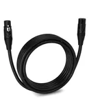 LyxPro Quad Series 15 ft XLR Cable, Male to Female 4-Conductor Balanced Microphone Cable, Black
