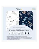 TotAha Premium Stretchy Space Crib Sheets (2-Pack)-Hypoallergenic, Silky Comfort, Buttery Soft, Calming Effect, All-Season Jersey-Knit Sheets, 9'' Extra Deep Pocket