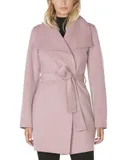 TAHARI Women's Wool Wrap Coat with Tie Belt, Vintage Pink Powder
