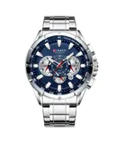 Men's Watches Auto Date Chronograph Watch Men Sports Watches Waterproof 30M Full Steel Quartz，Blue